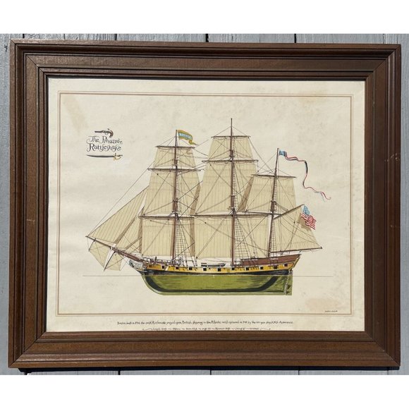 The Privateer Rattlesnake by Joseph A. Phelan - Vintage Nautical Wall Art Print - Picture 4 of 16